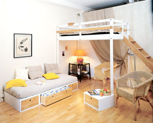 lit mezzanine / simple / contemporain / en bois