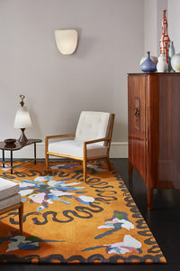 tapis contemporain / à motif floral / en laine / rectangulaire
