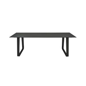 table à manger contemporaine / en métal / en grès cérame / rectangulaire
