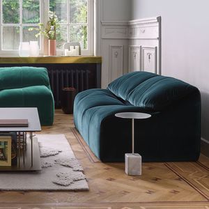 table d'appoint contemporaine / en marbre / en acier / ronde