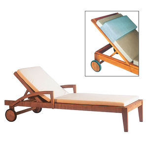 bain de soleil contemporain / en teck / de piscine / à roulettes