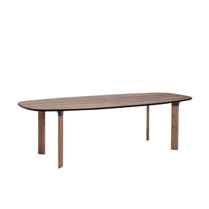table contemporaine / en noyer / en bois massif / en stratifié