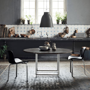 table contemporaine / en acier inoxydable / en marbre / en granite