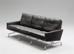canapé design scandinave / en cuir / en acier / 3 places