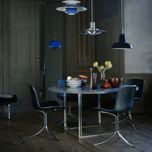 table contemporaine / en acier inoxydable / en marbre / en granite