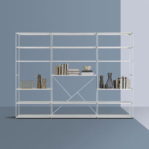 bibliothèque contemporaine / en bois laqué / en métal / sur mesure