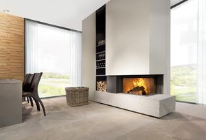 cheminée à bois / contemporaine / à foyer fermé / à encastrer