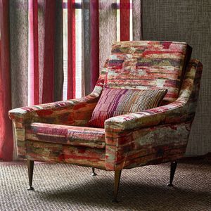 tissu d'ameublement / pour rideaux / à motif / en polyester