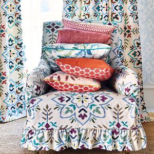 tissu d'ameublement / pour rideaux / à motif / en coton