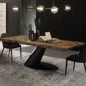 table à manger contemporaine / en bois / en métal / rectangulaire