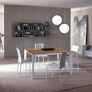 table à manger contemporaine / en bois / en métal / rectangulaire