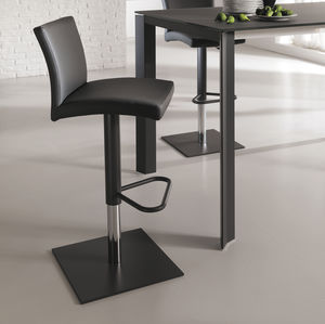 chaise de bar contemporaine / en cuir / en métal / tapissée