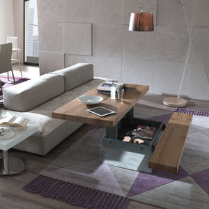 table basse contemporaine / en bois / en métal / rectangulaire