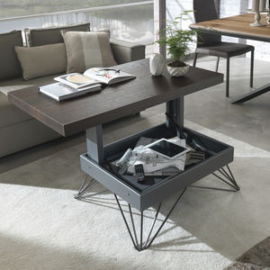 table basse contemporaine / en bois / en métal / rectangulaire