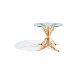 table contemporaine / en érable / en bois courbé / en verre