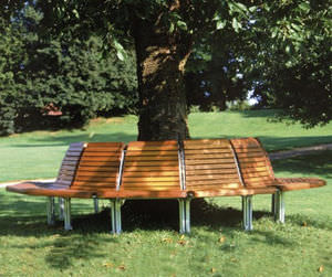 corset d'arbre en bois / avec banc public intégré