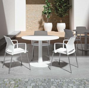 table bistrot contemporaine / en mélaminé / ronde / blanche