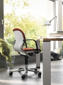 chaise de bureau contemporaine / en tissu / en cuir / en acier poli
