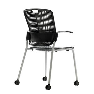 chaise visiteur contemporaine / avec accoudoirs / empilable / en résille