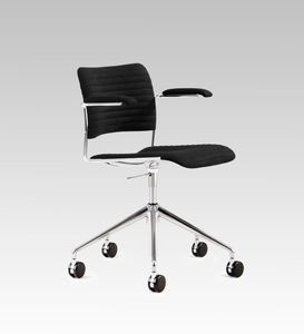 chaise de bureau contemporaine / avec accoudoirs / tapissée / à roulettes