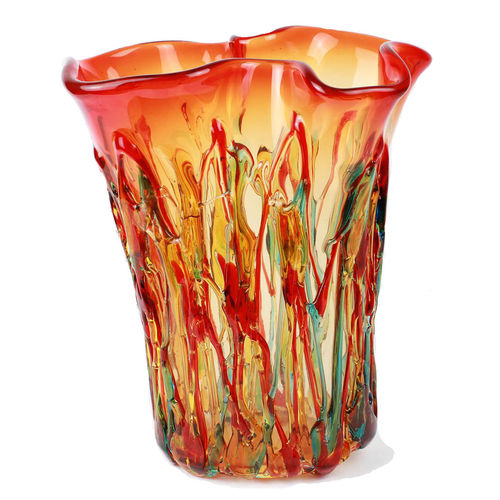 Vase Contemporain FLAMES CUBA Original Murano Glass S N C En