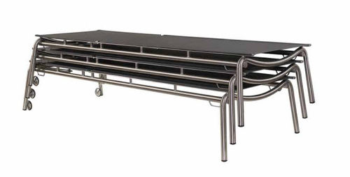 chaise longue de jardin contemporaine &agrave; roulettes (empilable) FUSION Henry Hall Designs