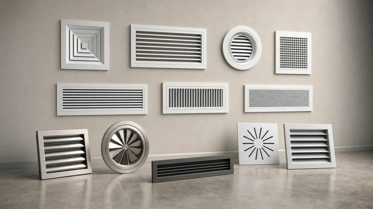 Installateur CVC professionnel posant un diffuseur linéaire à fentes dans le plafond d'un bureau moderne lors d'un projet de rénovation commerciale.