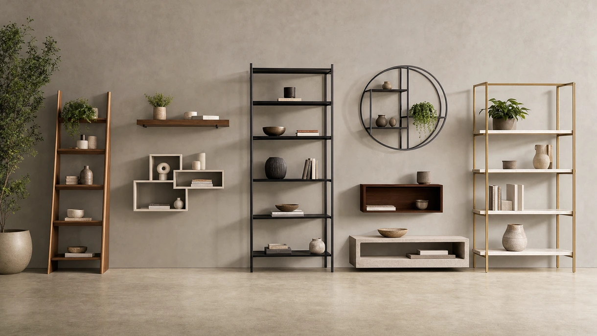 Étagère contemporaine minimaliste en métal noir installée dans une bibliothèque de bureau moderne en open-space avec éclairage LED intégré.