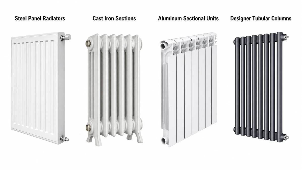 Vue technique macro d'un point de soudure de radiateur et des ailettes internes montrant la construction en acier de haute qualité et la surface de distribution thermique.