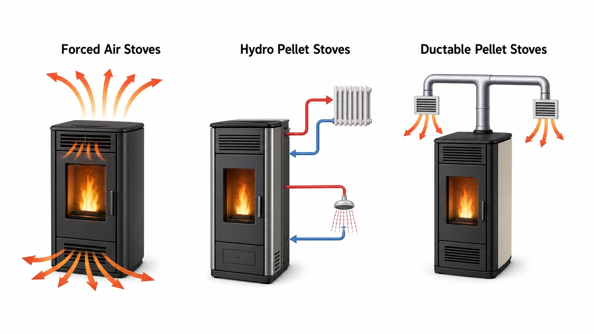 Gros plan détaillé d'un creuset de combustion de poêle à granulés automatisé montrant une combustion efficace de la flamme et des composants internes en fonte de haute qualité.