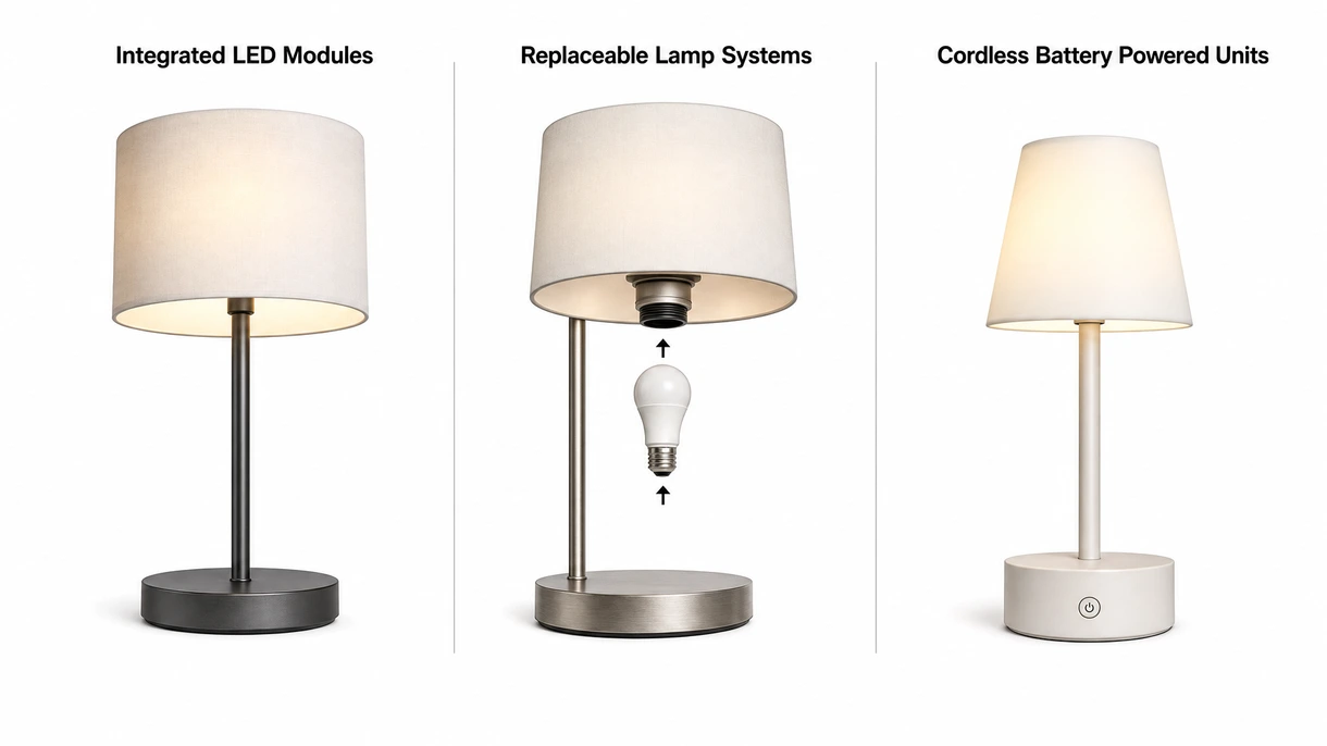 Gros plan détaillé de la base d'une lampe de table en aluminium brossé montrant le capteur de gradation tactile intégré et la texture de finition de haute qualité.