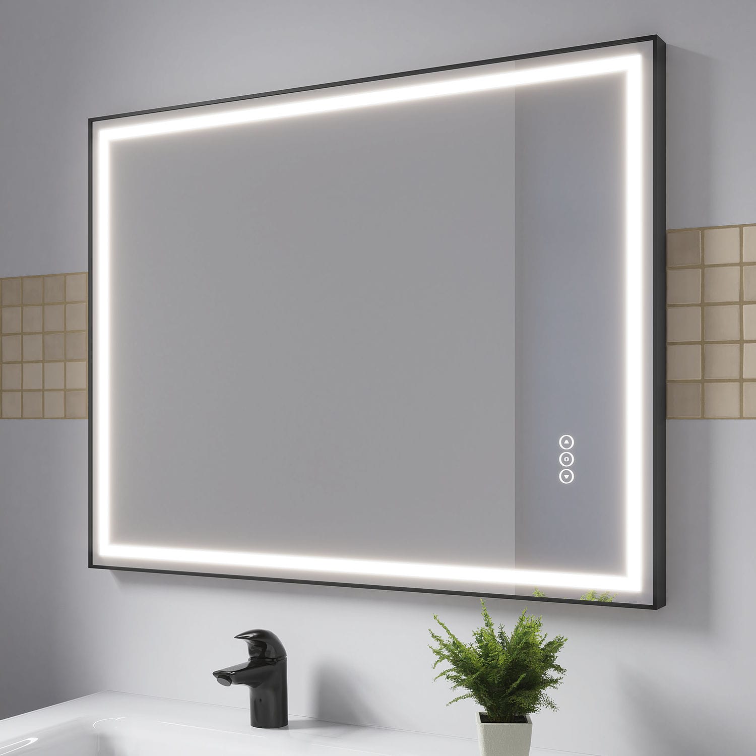 Miroir Mural Rectangle Noir 20x30 Pouces - Cadre Aluminium, Salle De Bain, Moderne, Anti-éclats