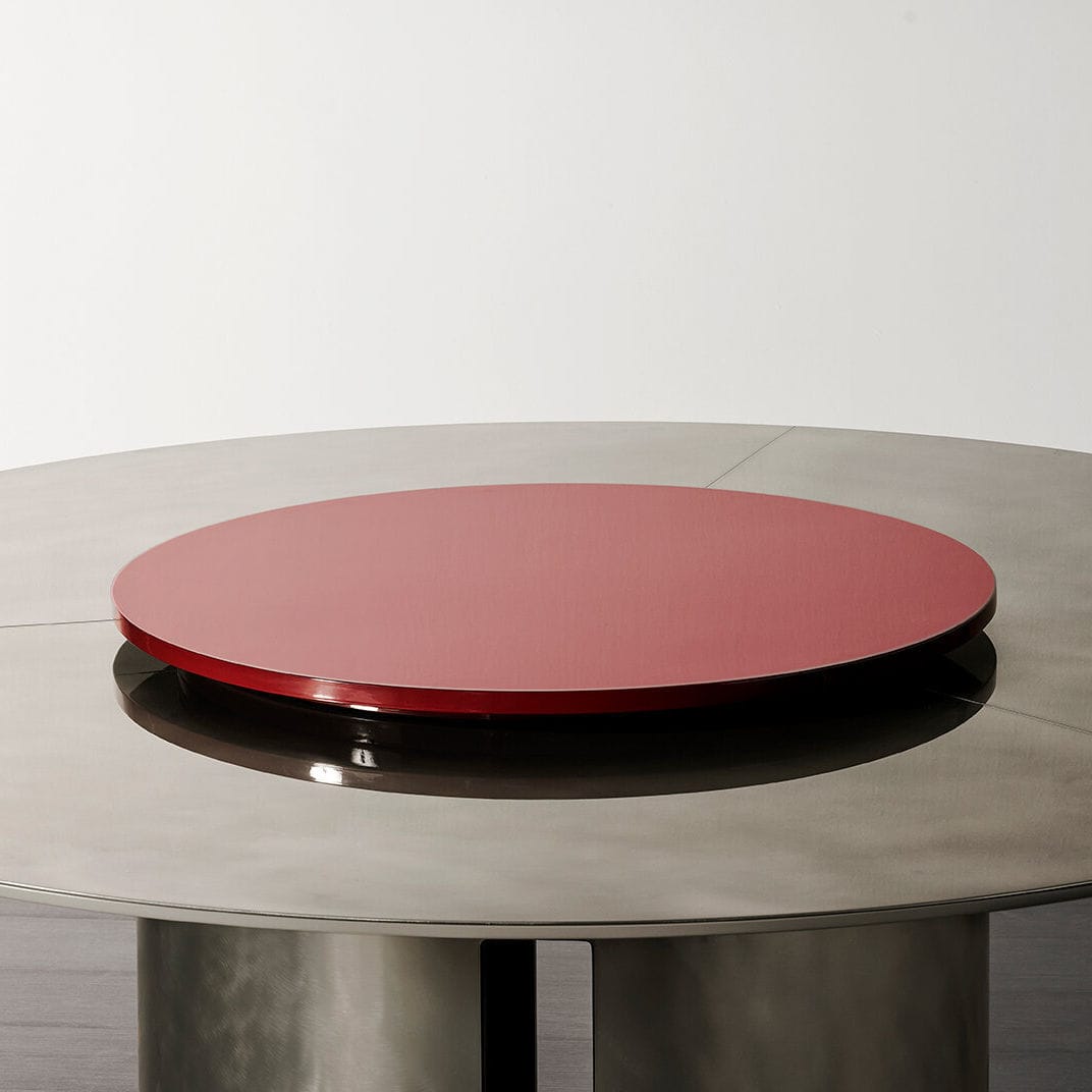 Plateau de table en laiton LAZY SUSAN MERIDIANI en chêne / en