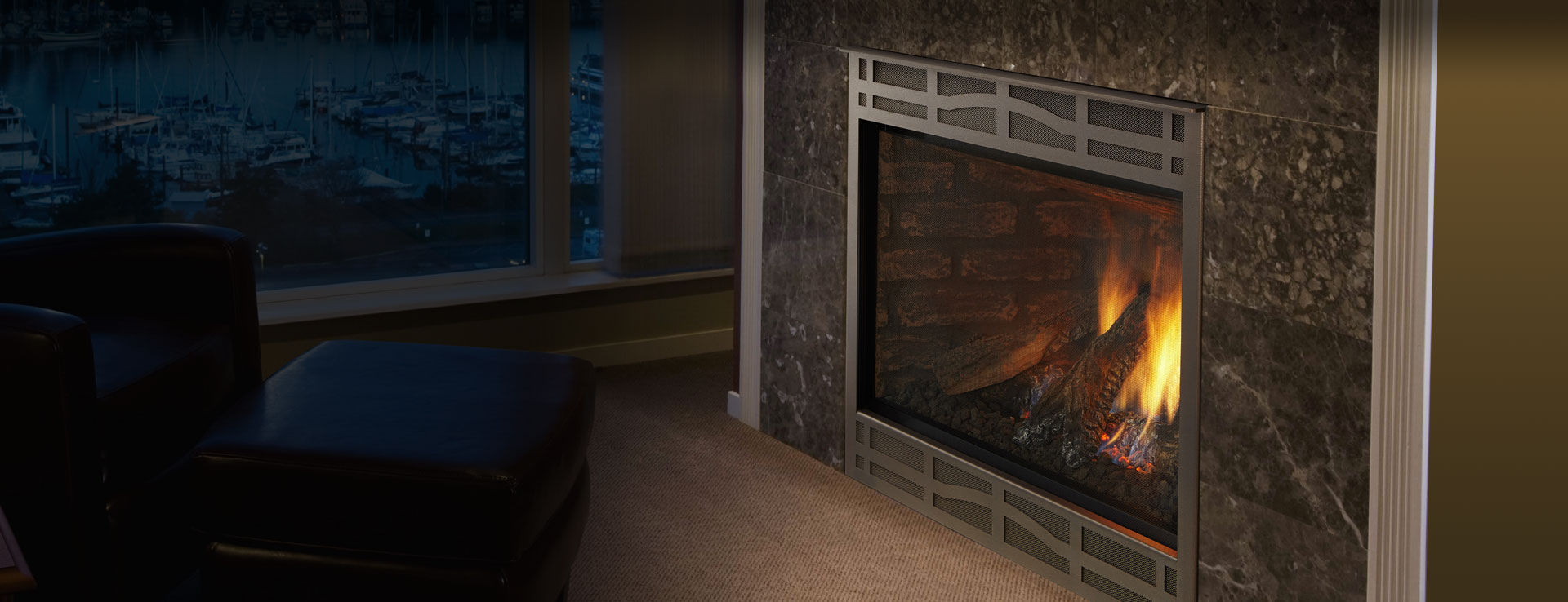 Cheminée à gaz / contemporaine / à foyer fermé / à encastrer - NOVUS