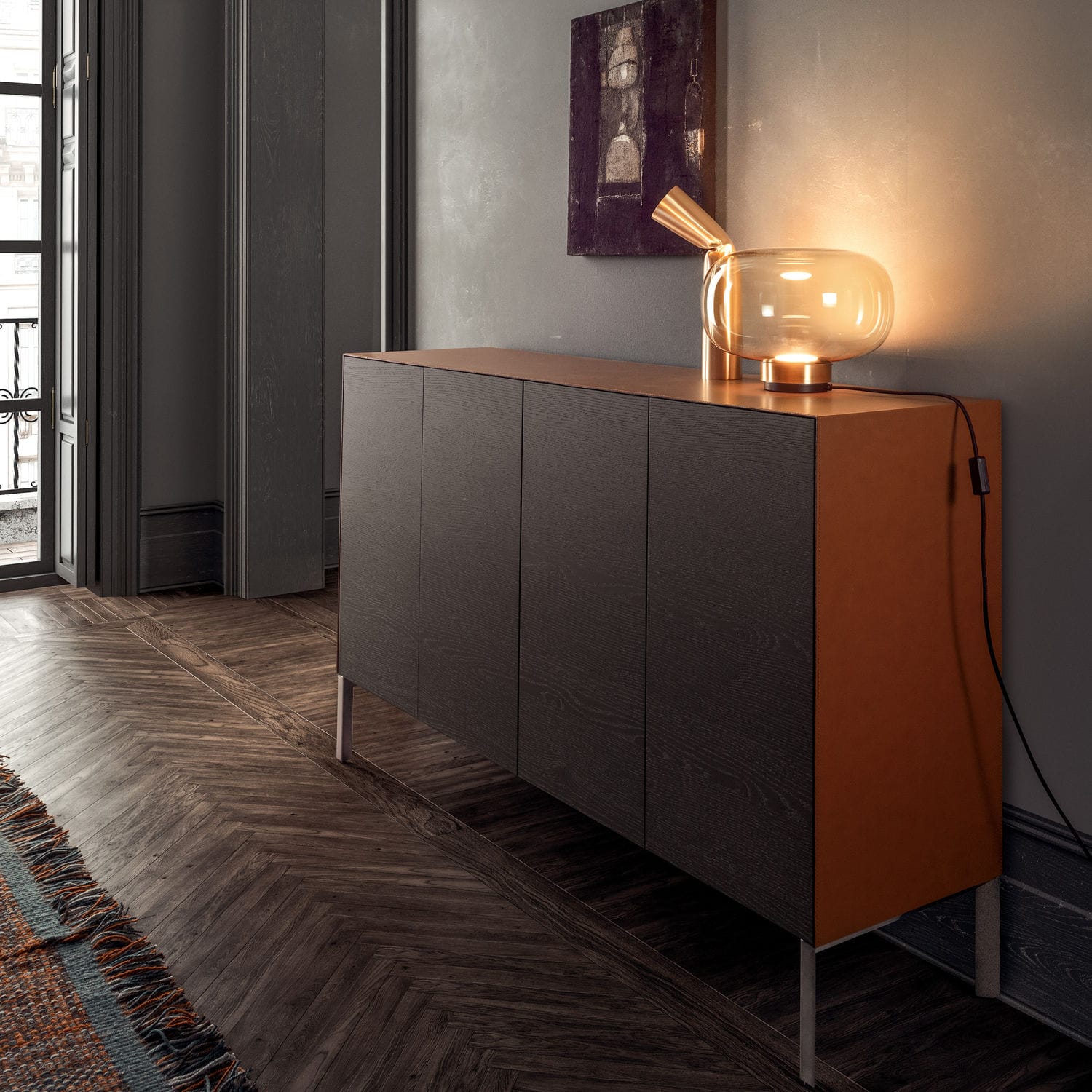 Buffet haut - NORMA - PIANCA - contemporain / en bois laqu / modulable