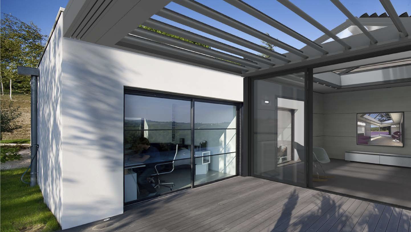 Baie Vitrée D Angle Sans Poteau Prix Véranda en verre - EXTENS'K - KAWNEER - en aluminium / avec volet roulant  intégré / à portes coulissantes