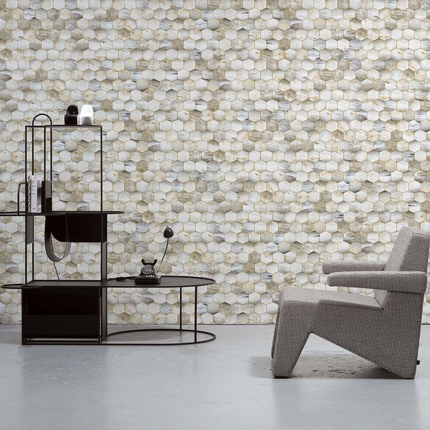 Papier Peint Grandeco Orion - Rayé Géométrique Pailleté Argent, 53x10.05m, Non Tissé