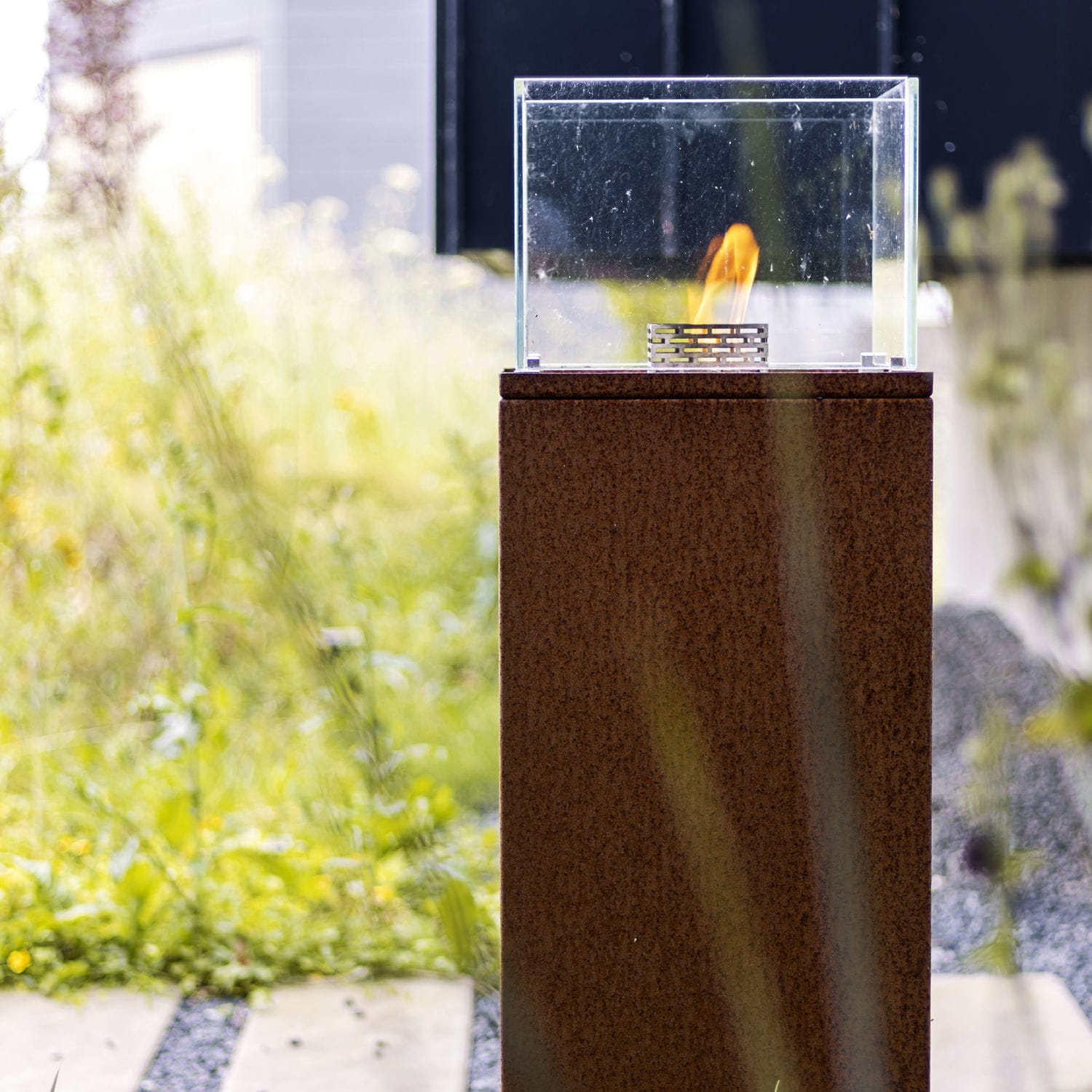 Brûleur à Bioéthanol En Acier Inoxydable - Avec Chambre Combustion Fibre De Verre - Pour Table Extérieure, Terrasse, Jardin - Dimensions ~7,3x6,7 Cm