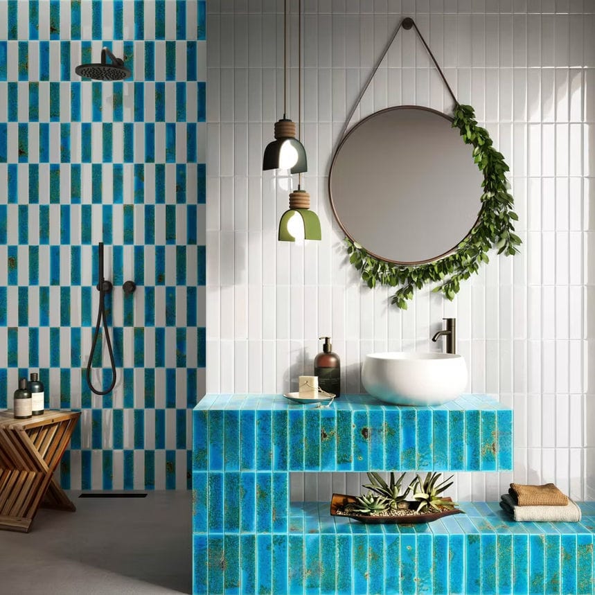 MOS24-S40_f Mosaïque en céramique bleu cobalt brillant