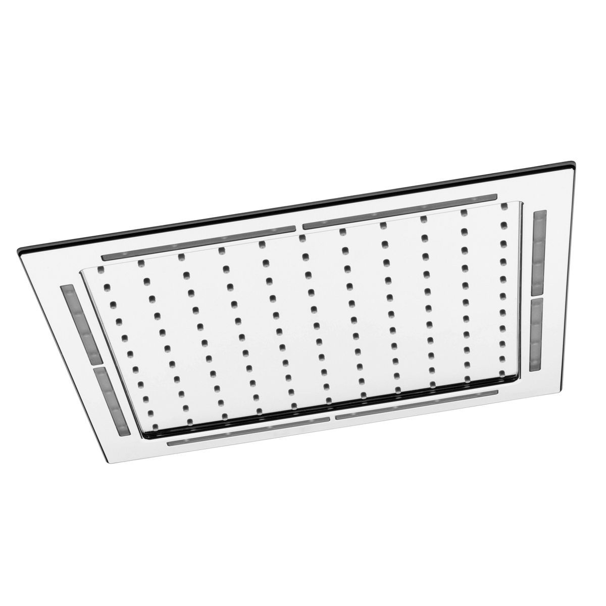 Pommeau De Douche Carré DRIWEI - LED Multicolore Chromothérapie - Transparent Chrome 14cm - Neuf