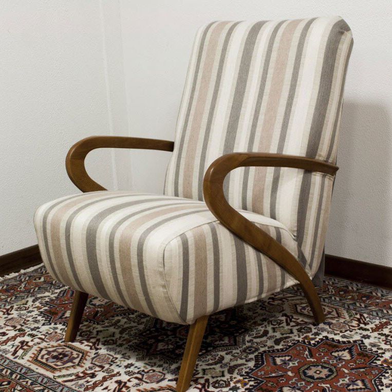 Fauteuil Classique Iris Vama Divani En Tissu En Bois Dossier Haut