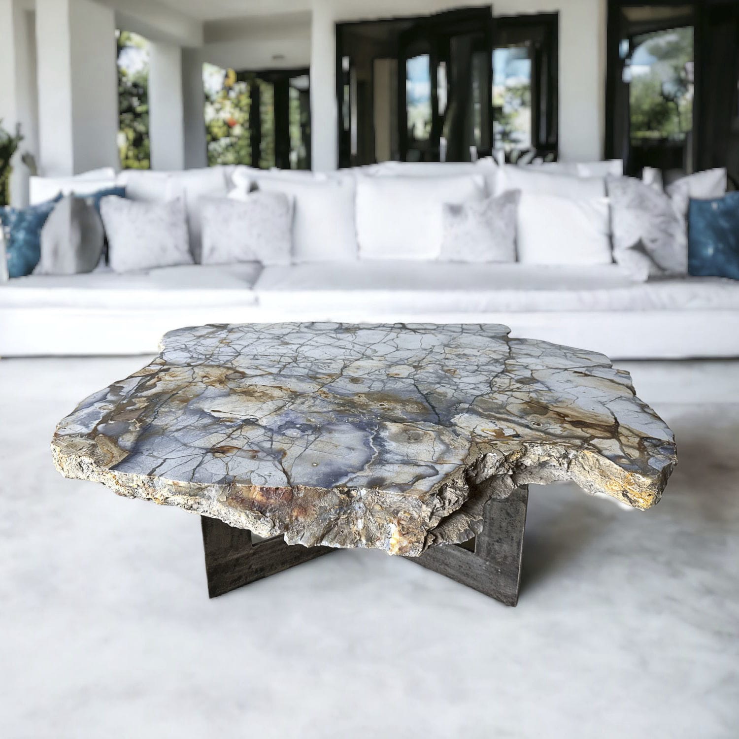 Table à manger 8 personnes Bois fossilisé - Goldstein Creations