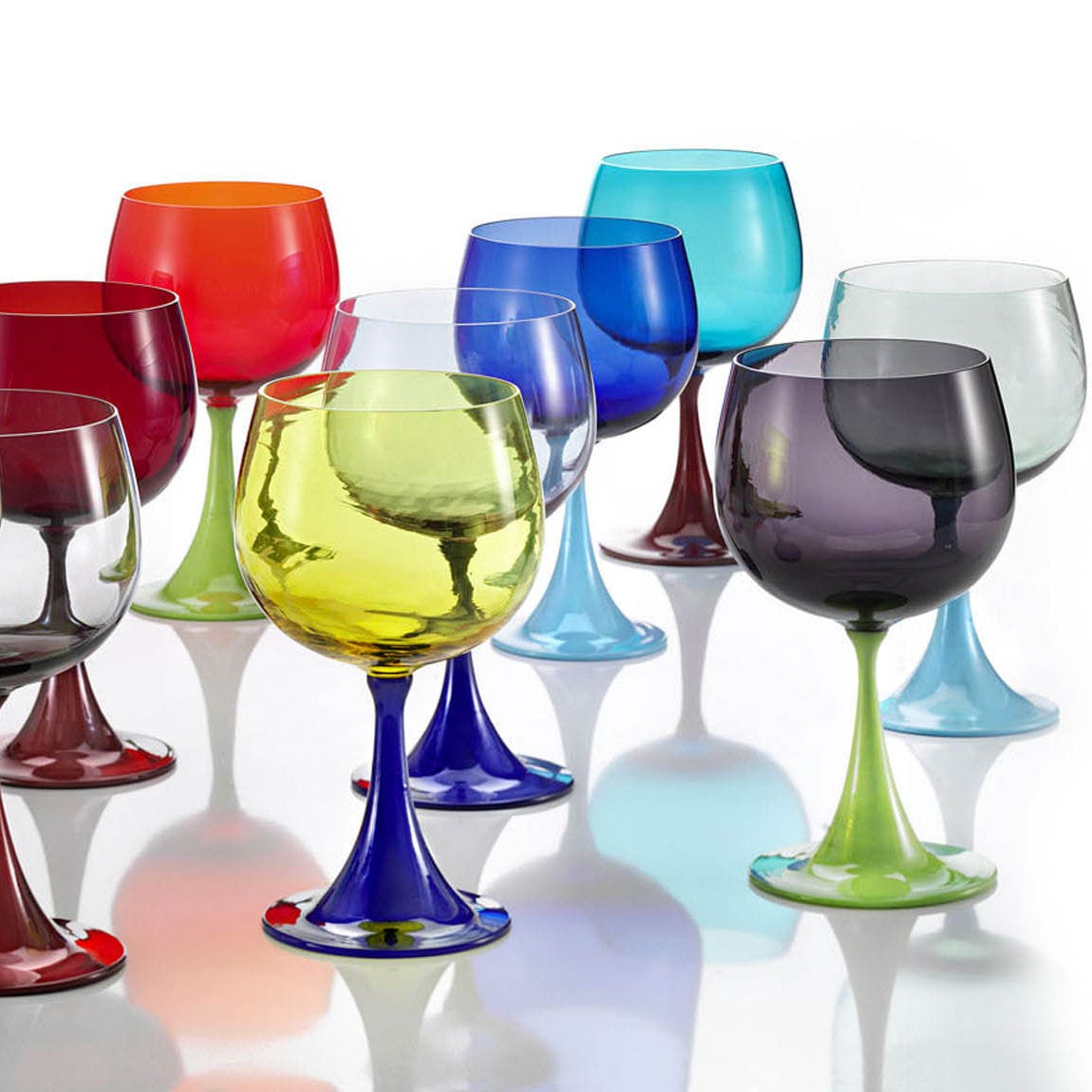 Verres à Vin Rouge Nason Moretti Gigolo - Lot De 6 - Verre De Murano - Lavable Au Lave-vaisselle