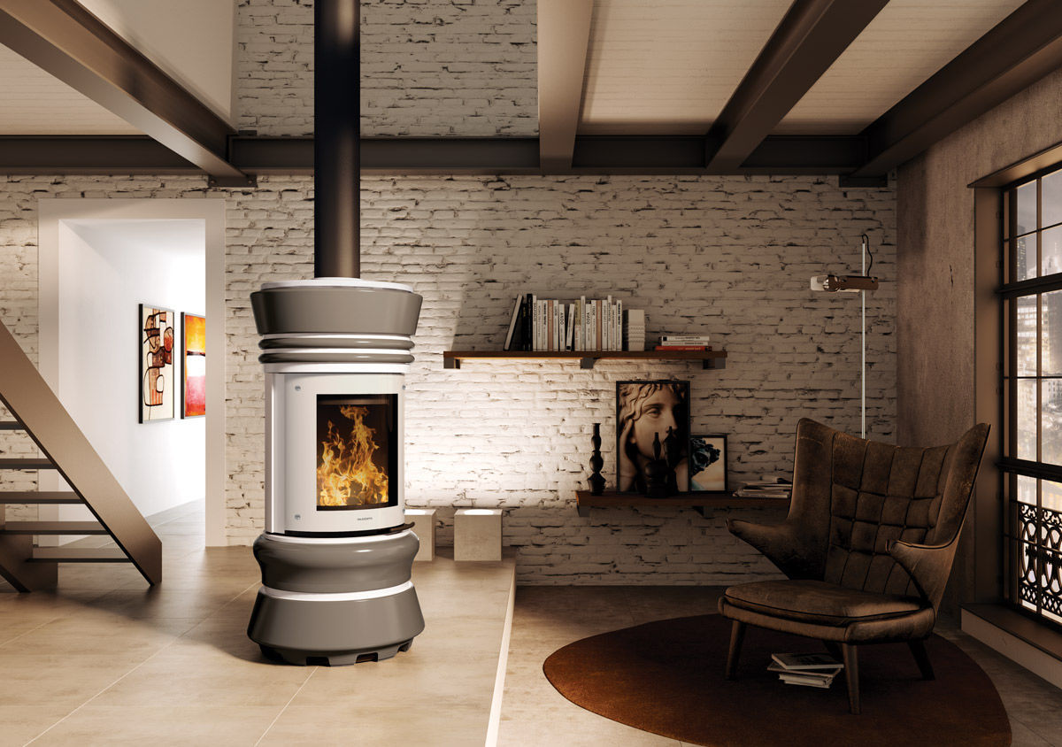 Poêle à bois / central / en céramique / contemporain - PALAZETTI LADY