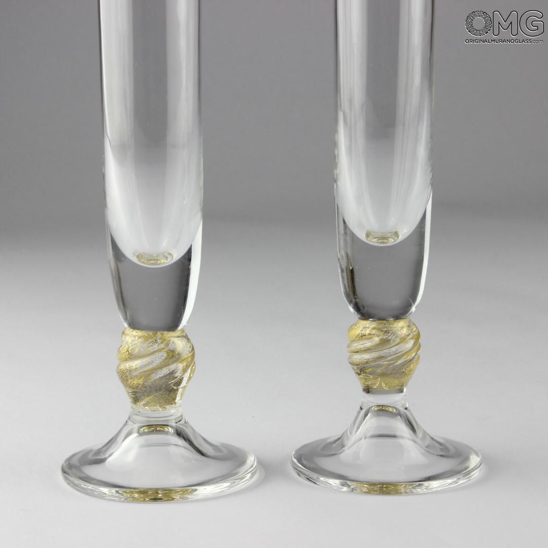 Flûte à champagne en verre soufflé / en verre de Murano / en or TOAST YOU & ME Original