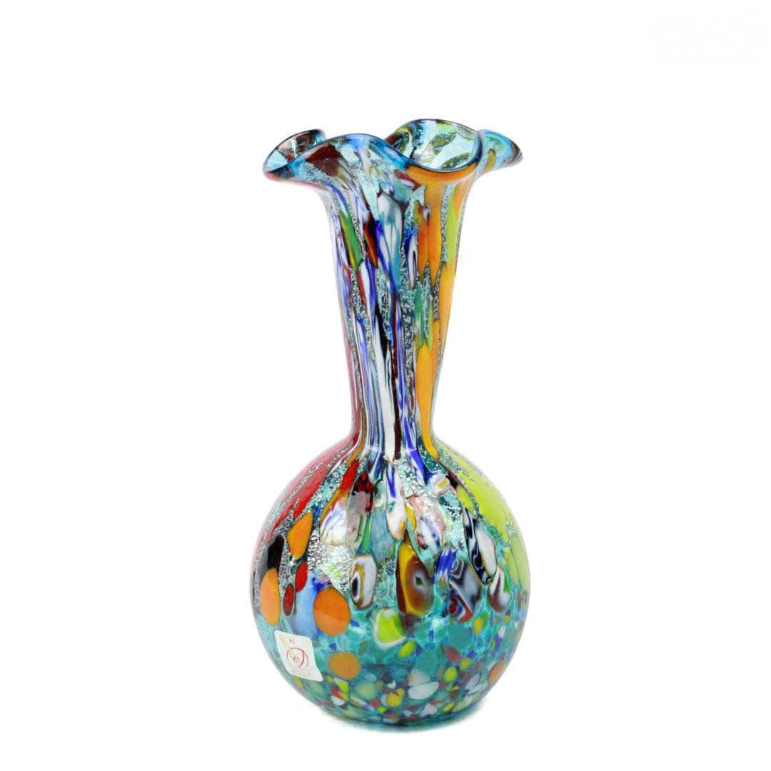 Vase contemporain HARLEQUIN MIX COLOR LILY Original Murano Glass
