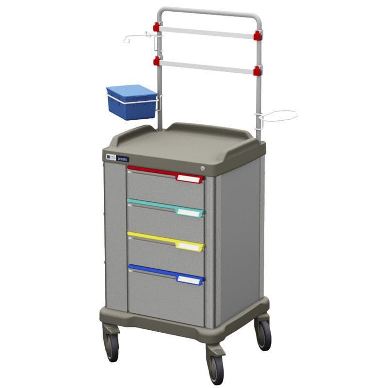 Chariot De Service Médical Avec Grand Plateau - Capacité 50 Kg - 4 Roulettes Dont 2 Freinées - Pour Labo, Dentiste, Salon