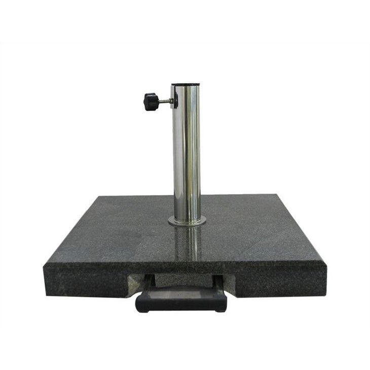 Pied De Parasol Inox Avec Base - 3 Anneaux Réducteurs 32/38/48 Mm, Fixation Solide