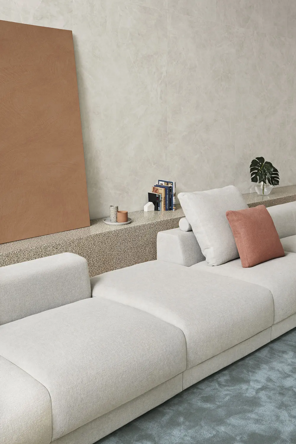 Canapé d'angle avec fonction couchage, Bonell, Bleu foncé