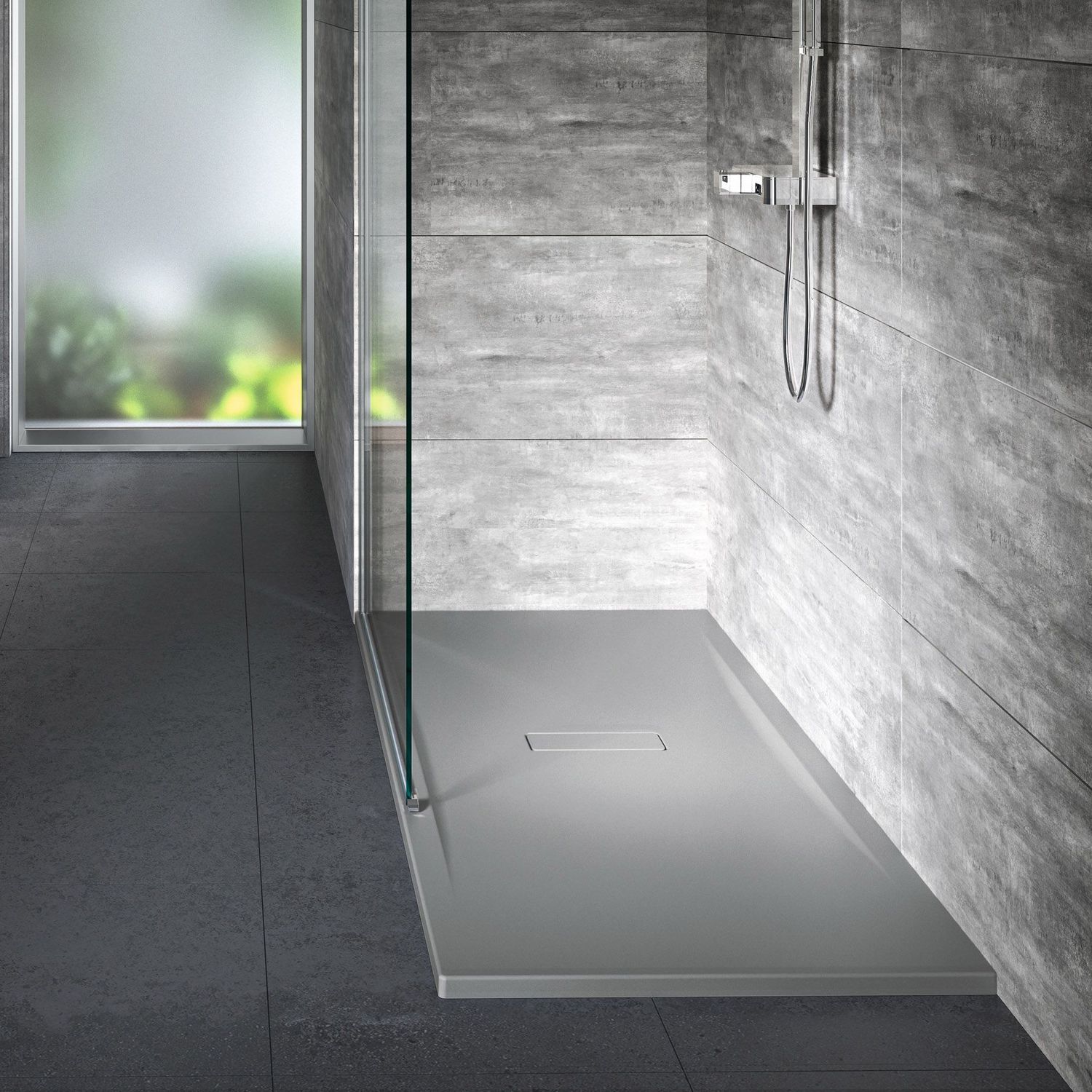 NOVELLINI - Receveur De Douche Olympic Plus 140X80 Cm épaisseur 4,5Cm Finition Gris Réf : OL140804-29